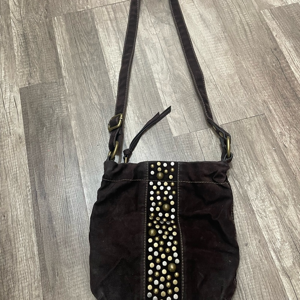 FOSSIL Boho Studded Brown Shoulder crossbody Bag cottagecore western Y2K Vintage